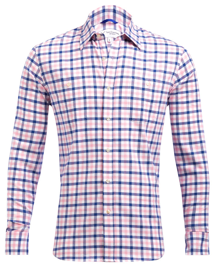 Navy, Pink & White Plaid Flannel - Pink & Navy Plaid