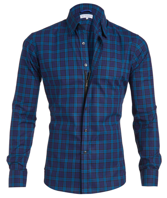 Navy Plaid Organic Cotton - Small Batch #291 Navy Plaid Organic Cotton
