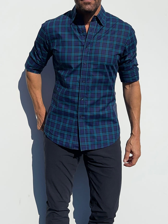 Navy Plaid Organic Cotton - Small Batch #291 Navy Plaid Organic Cotton
