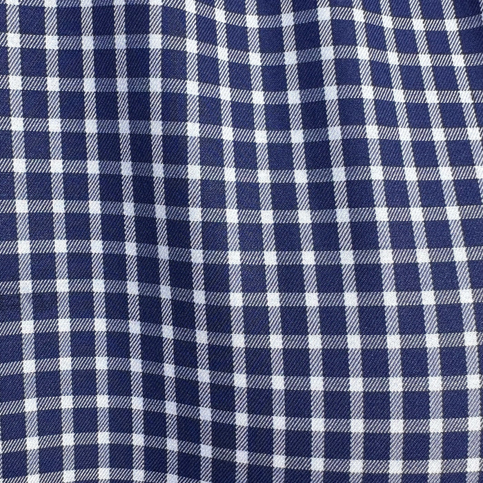 Navy & White Plaid Twill - Navy w/ White Small Plaid