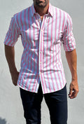 Neon Pink & Blue Stripe - Neon Pink & Blue Stripe
