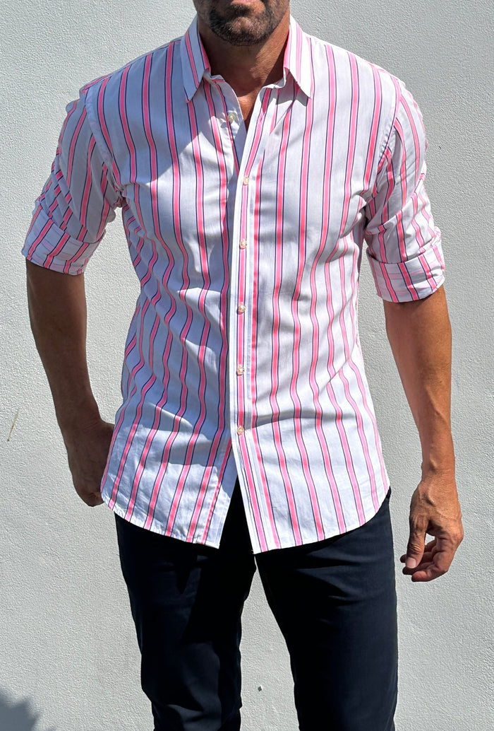 Neon Pink & Blue Stripe - Neon Pink & Blue Stripe