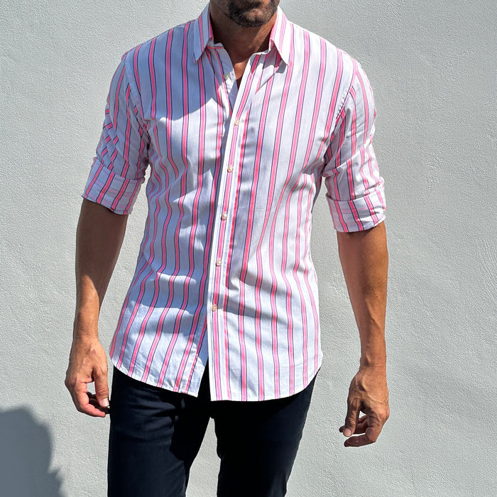 Neon Pink & Blue Stripe - Neon Pink & Blue Stripe