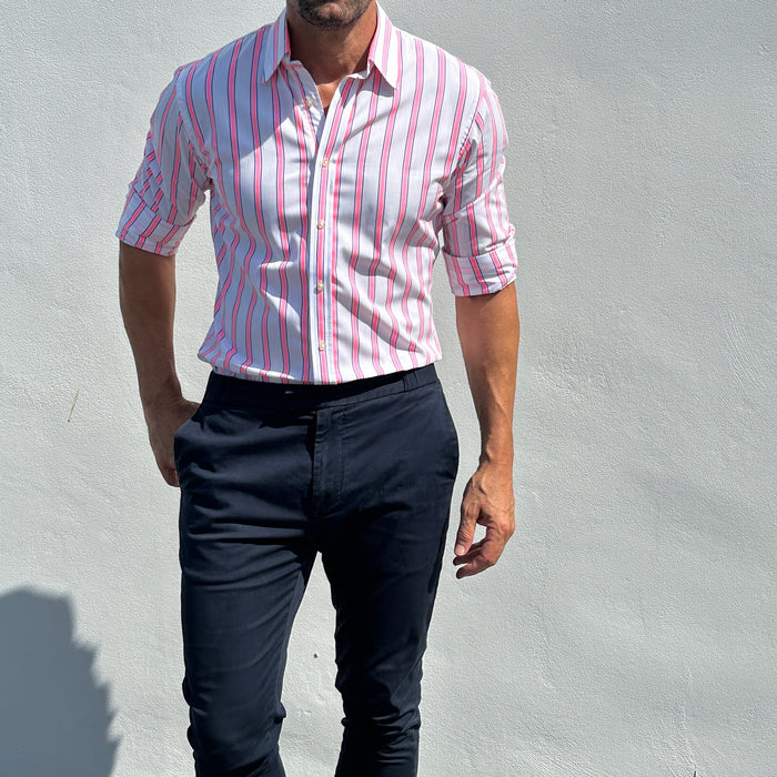 Neon Pink & Blue Stripe - Neon Pink & Blue Stripe
