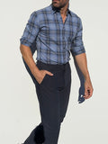 No-Pocket Plaid Flannel - Light Blue