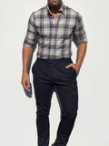 No-Pocket Unbrushed Flannel - Gray & Navy Plaid