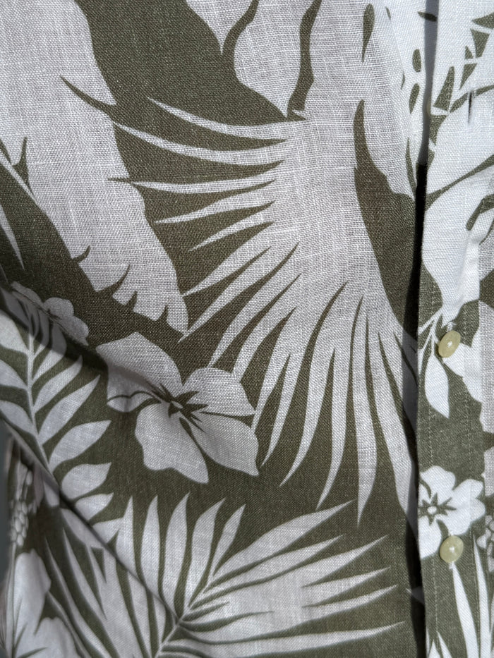 Olive Floral on Linen - Olive Flowers