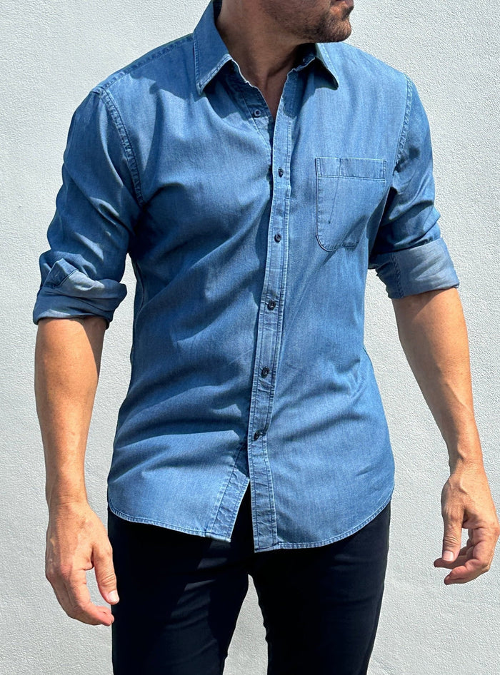 One Pocket Indigo Denim - Indigo Blue