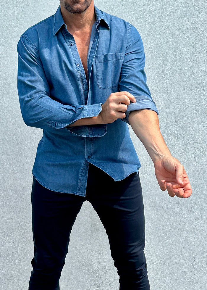One Pocket Indigo Denim - Indigo Blue