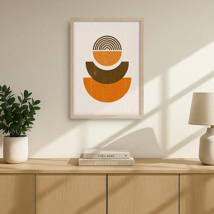 Orange Boho Sun Shapes Wall Art Print from our Australian Made Framed Wall Art, Prints & Posters collection by Profile Australia