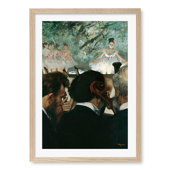 Orchestra Musicians - Edgar Degas Art Print A4 (21 x 29.7cm) / Natural Oak Frame / White Border from our Australian Made Framed Wall Art, Prints & Posters collection by Profile Australia