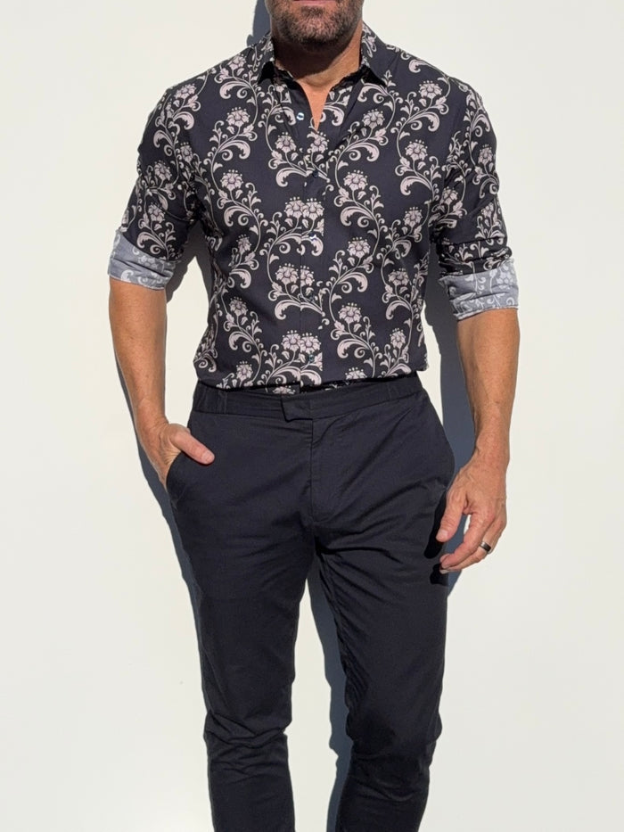 Ornamental Flowers on Navy - Ornamental Flowers