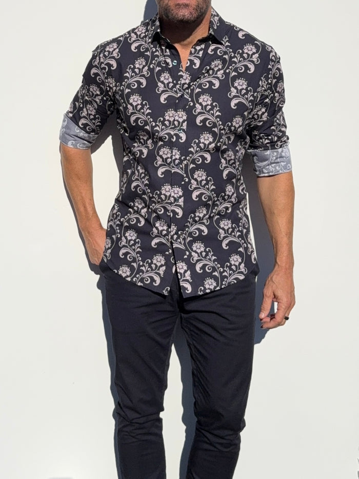 Ornamental Flowers on Navy - Ornamental Flowers