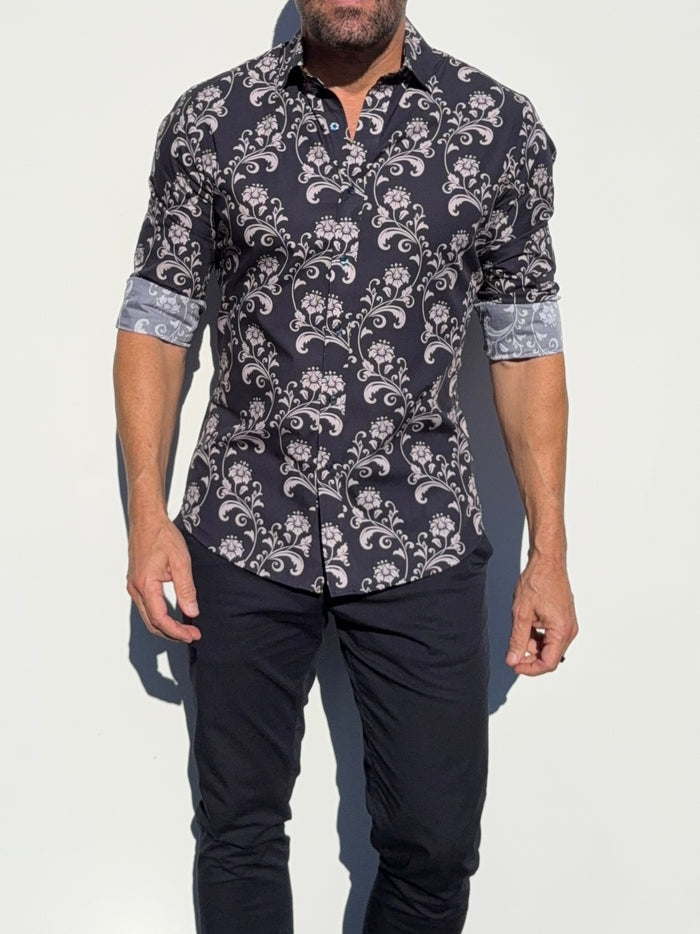 Ornamental Flowers on Navy - Ornamental Flowers