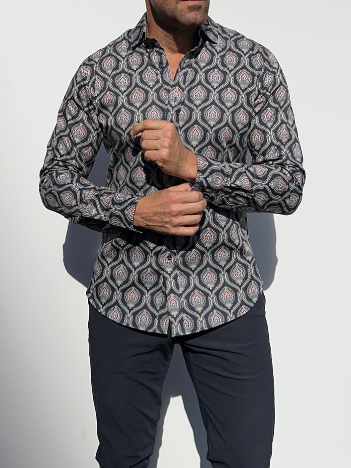 Ornate Party Shirt - Dark Blue
