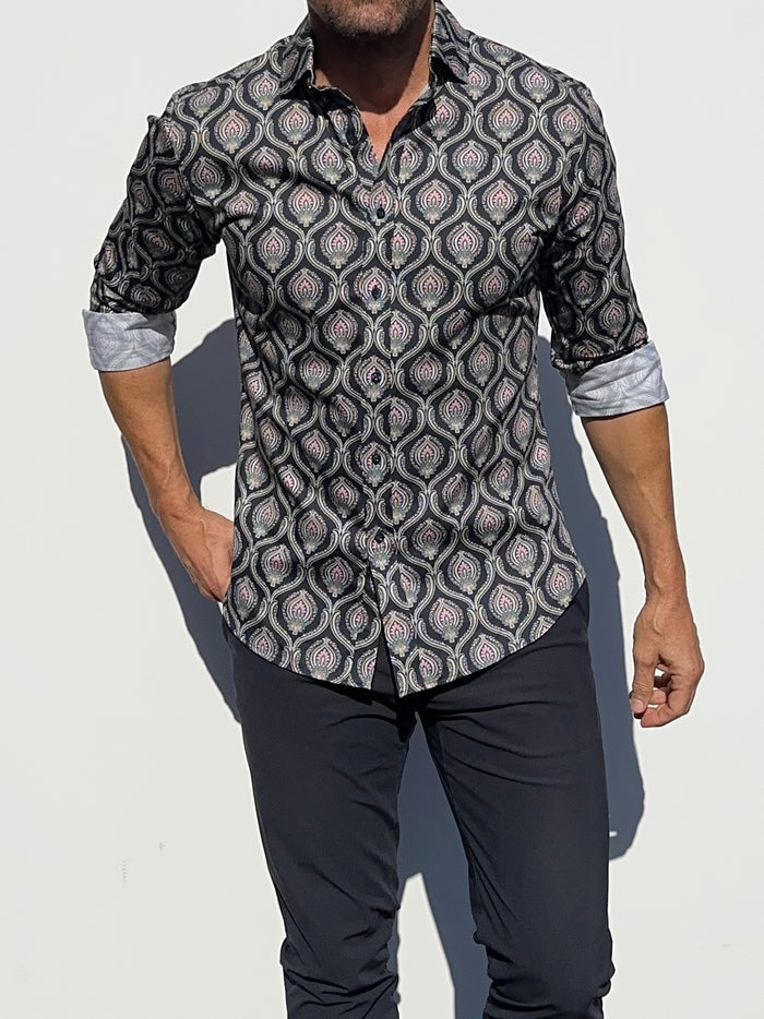 Ornate Party Shirt - Dark Blue