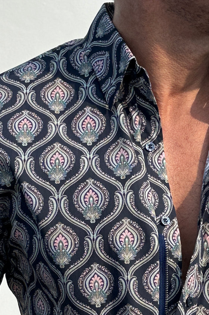 Ornate Party Shirt - Dark Blue