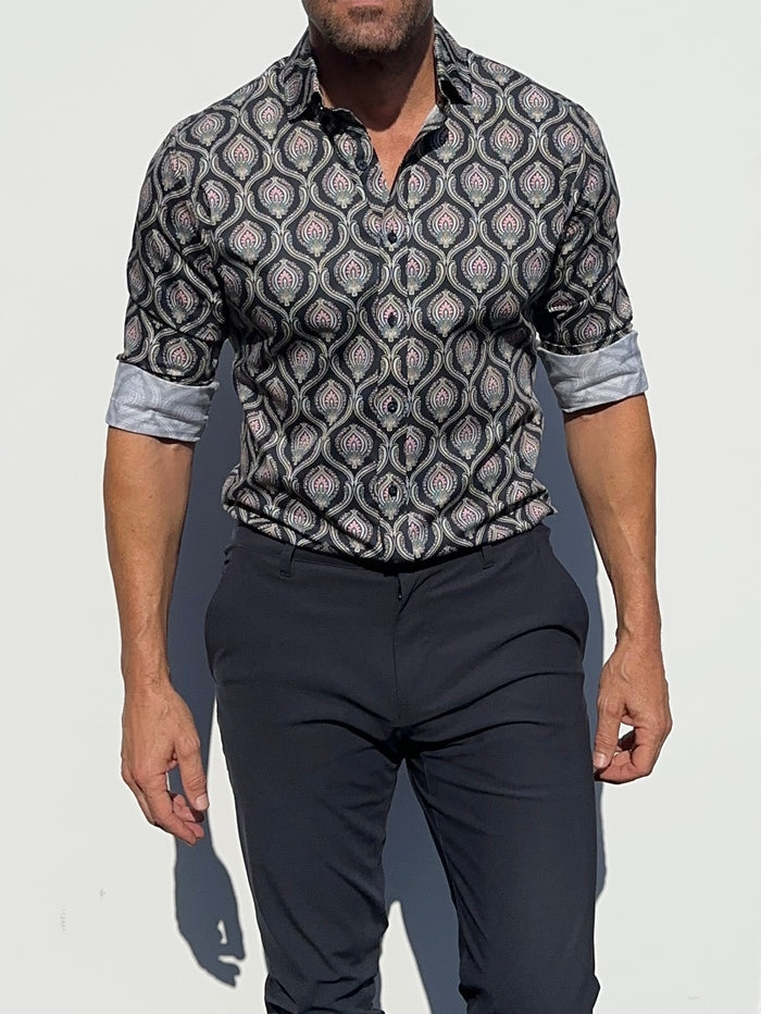 Ornate Party Shirt - Dark Blue