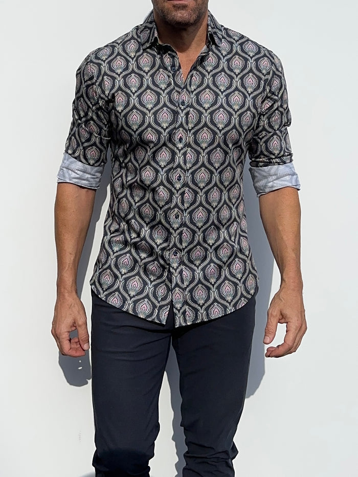 Ornate Party Shirt - Dark Blue