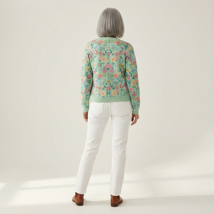 Orvokki - Garden Floral Cardigan in Mint