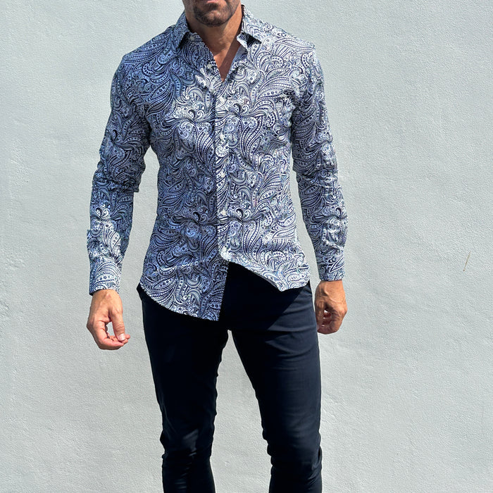 Paisley Print Party Shirt - Navy Paisley
