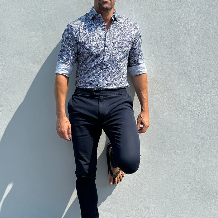 Paisley Print Party Shirt - Navy Paisley