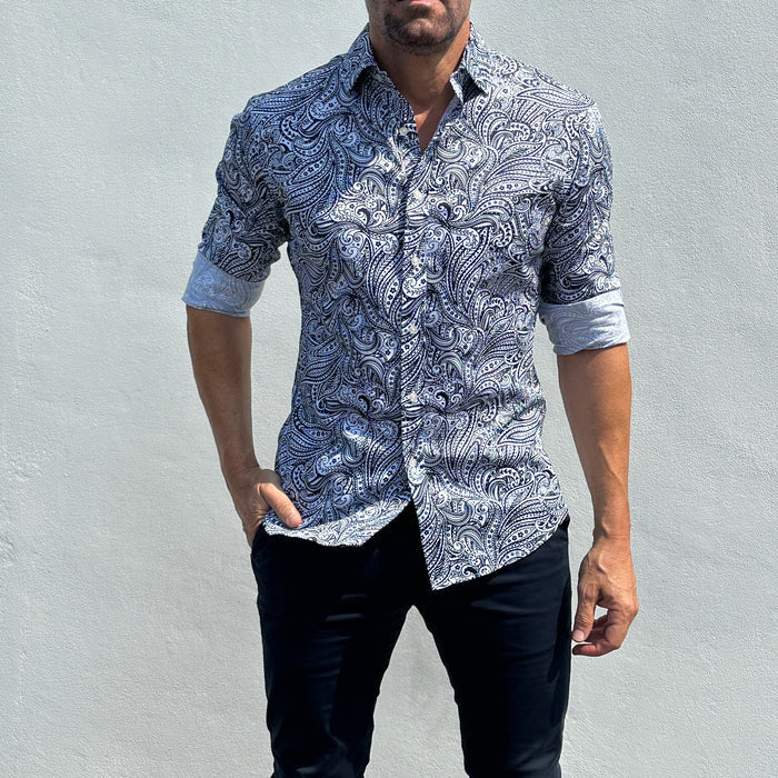 Paisley Print Party Shirt - Navy Paisley