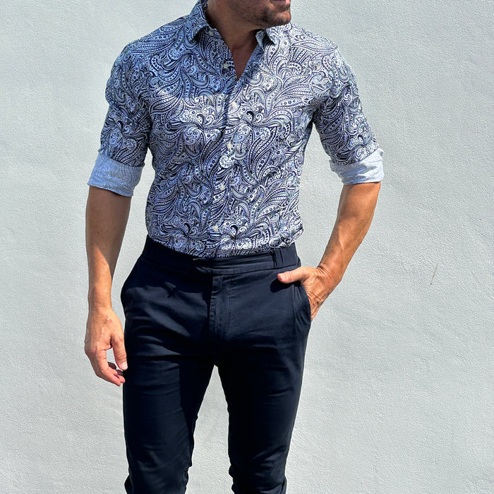 Paisley Print Party Shirt - Navy Paisley