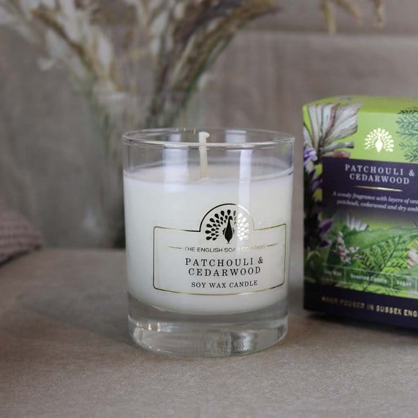 Patchouli and Cedarwood Scented Candle from our Candles collection by The English Soap Company