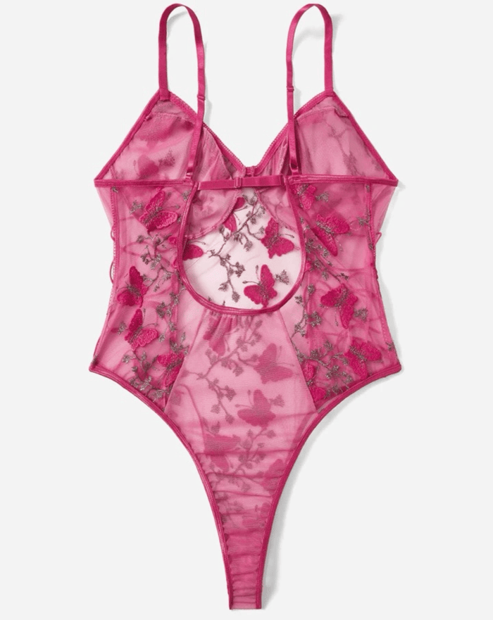 pink lace lingerie bodysuit