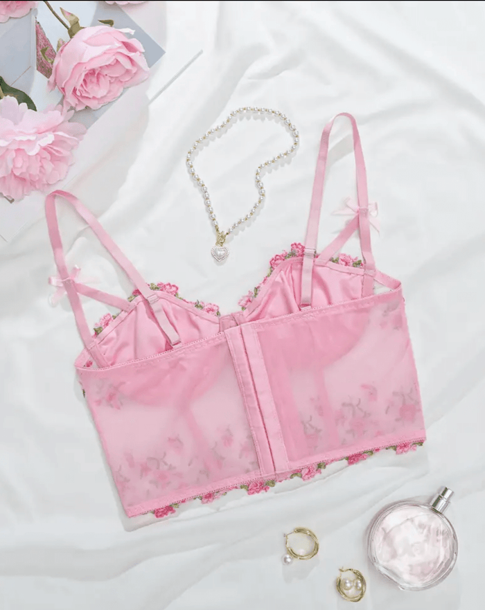 pink bralette lace top