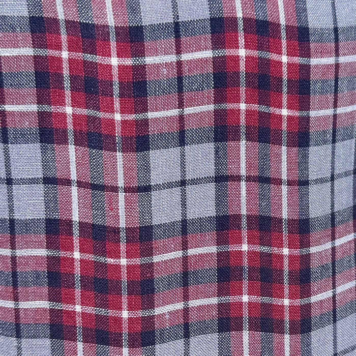 Plaid Linen - Red on Light Gray Plaid Linen