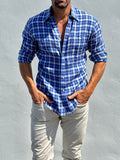 Plaid Linen - White & Blue Plaid Linen