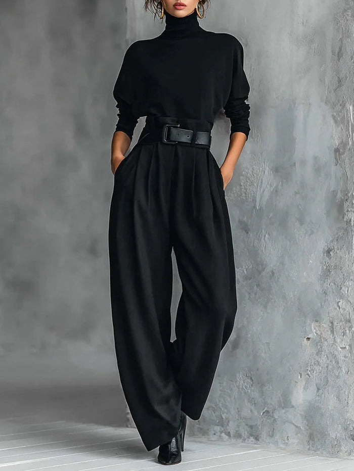 Plain | Set Black 2 Piece Belted