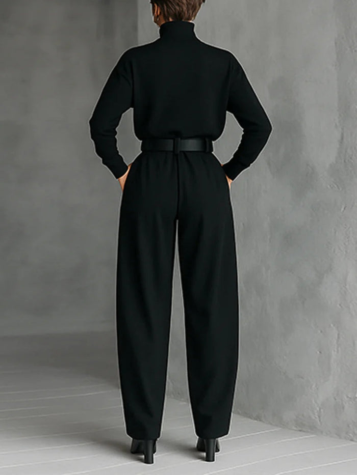 Plain | Set Black 2 Piece Belted