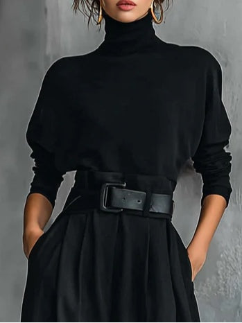 Plain | Set Black 2 Piece Belted