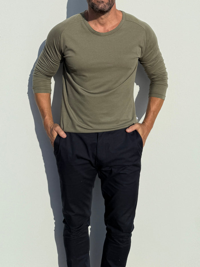 Raglan Sleeve T-shirt in Tedra™ - Army Green