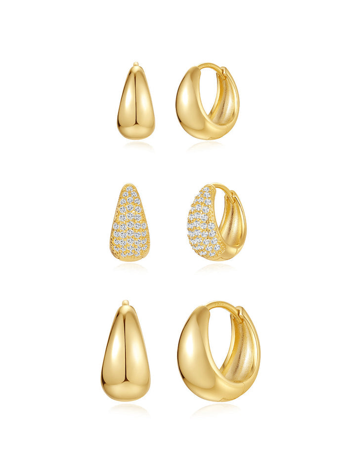 Rosalie | Gold-Plated Delicate Earrings with Structure Curve