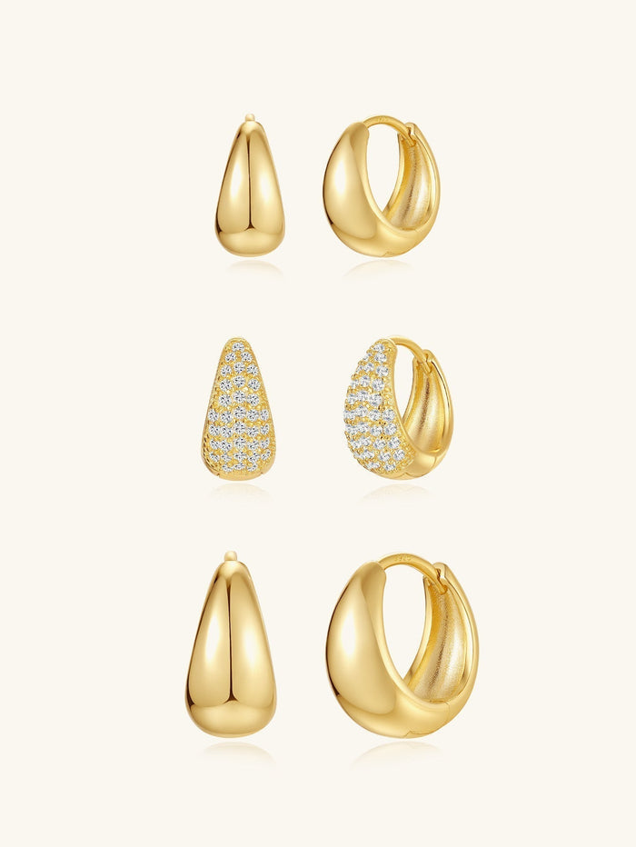 Rosalie | Gold-Plated Delicate Earrings with Structure Curve