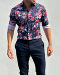 Rose Garden Party Shirt - Rose Garden on Navy