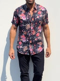 Roses Party Shirt on Linen- Small Batch #685