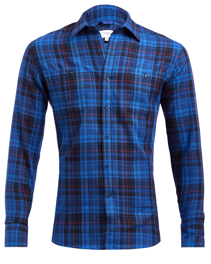 Royal Blue & Black Plaid Flannel - Royal Blue & Black Plaid