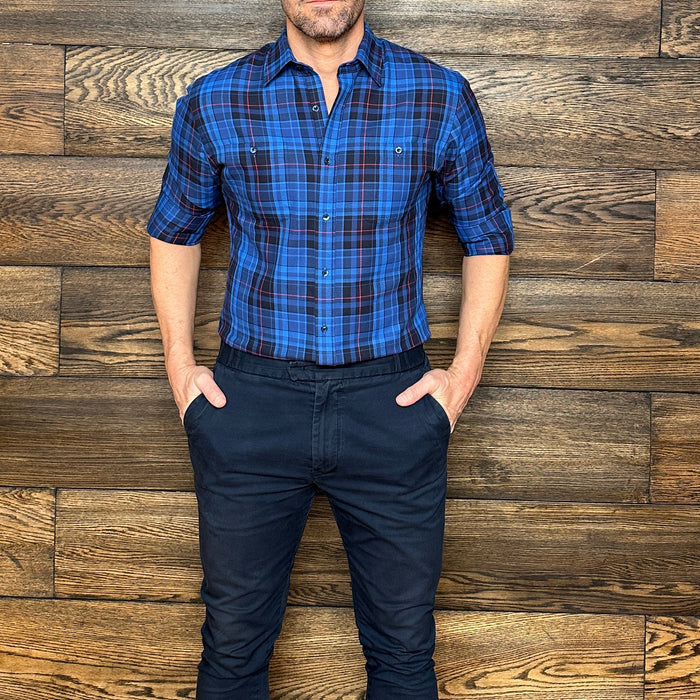 Royal Blue & Black Plaid Flannel - Royal Blue & Black Plaid