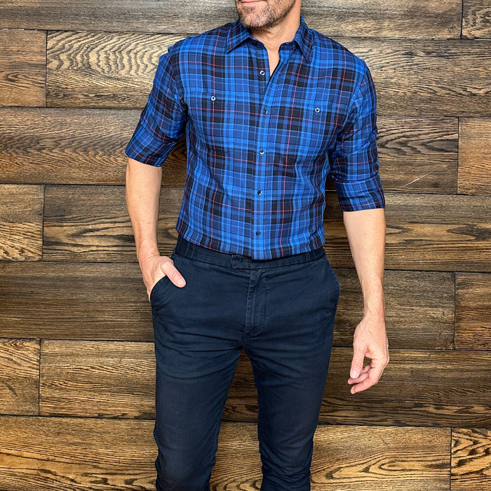 Royal Blue & Black Plaid Flannel - Royal Blue & Black Plaid