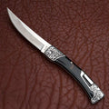 8Cr13MoV Stainless Steel Folding Knife with Saddle Lock - wood and resin handle