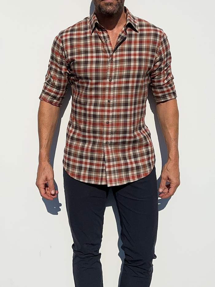 Rust & Brown Plaid Flannel - Rust & Brown