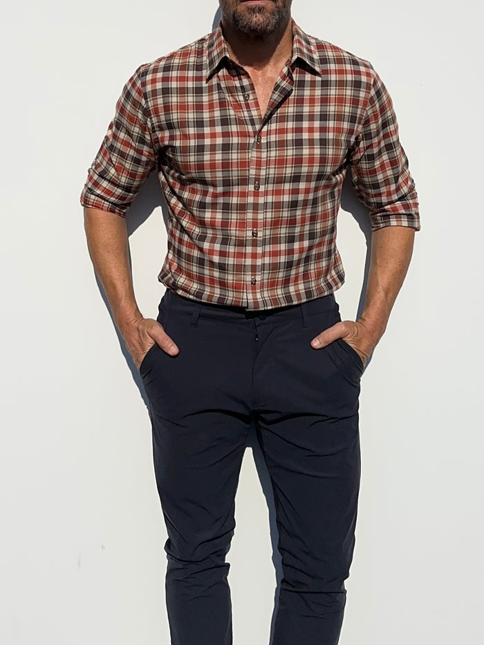 Rust & Brown Plaid Flannel - Rust & Brown