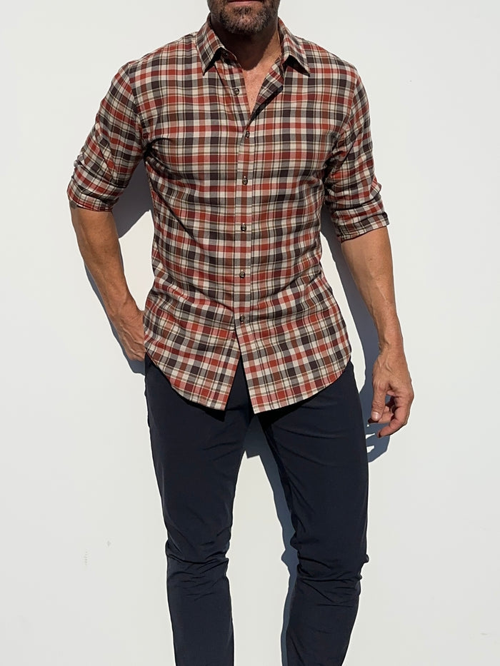 Rust & Brown Plaid Flannel - Rust & Brown