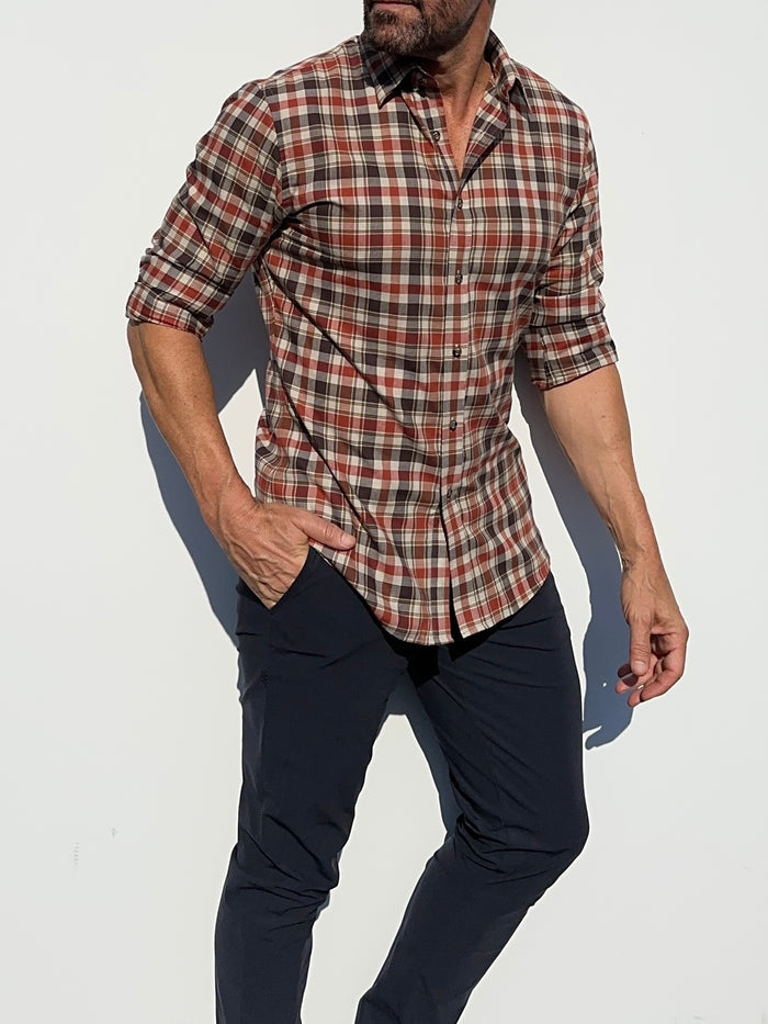 Rust & Brown Plaid Flannel - Rust & Brown