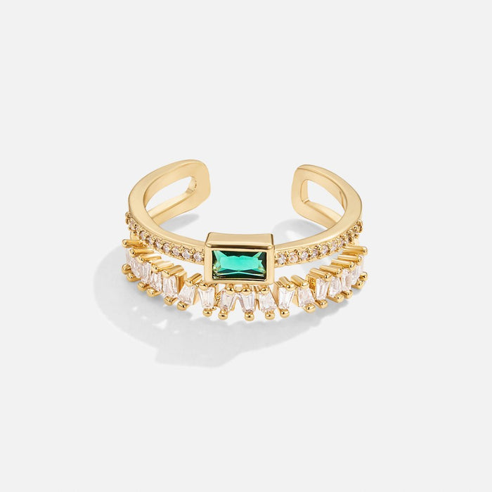 Sabina | Gold-Plated Ring with Green Accents Emerald